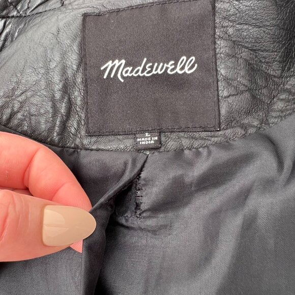 Madewell Classic Washed Black Leather Moto Jacket / Silver Hardware Large - Picture 9 of 15